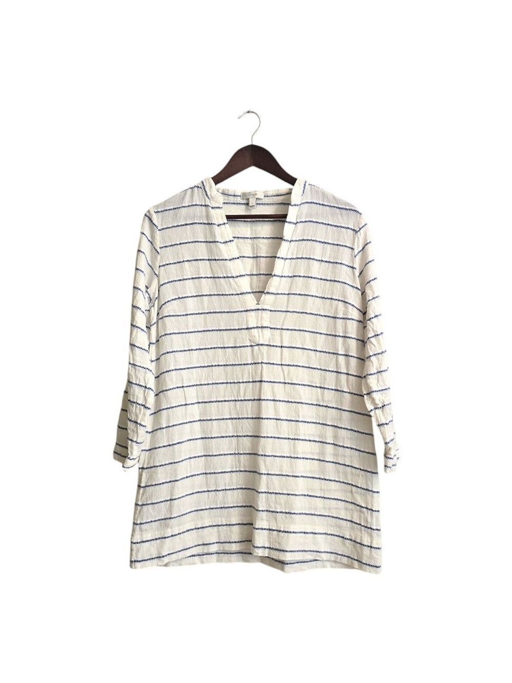 J. Crew Striped V-Neck Lightweight Cotton Knit Tunic Blouse Sz S
